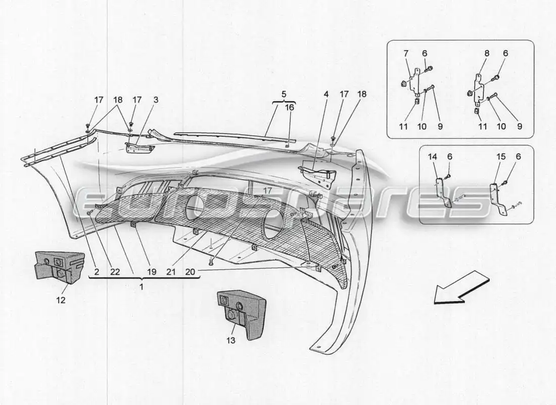 maserati grancabrio mc centenario rear bumper parts diagram