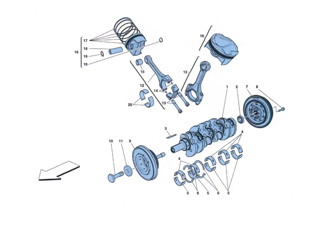 ferrari 458 challenge albero motore - bielle e pistoni parts diagram