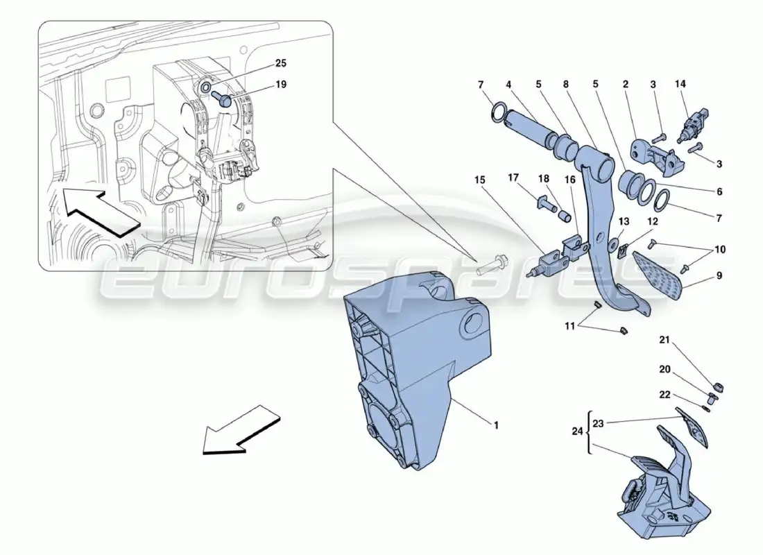 ferrari 488 challenge pedals parts diagram