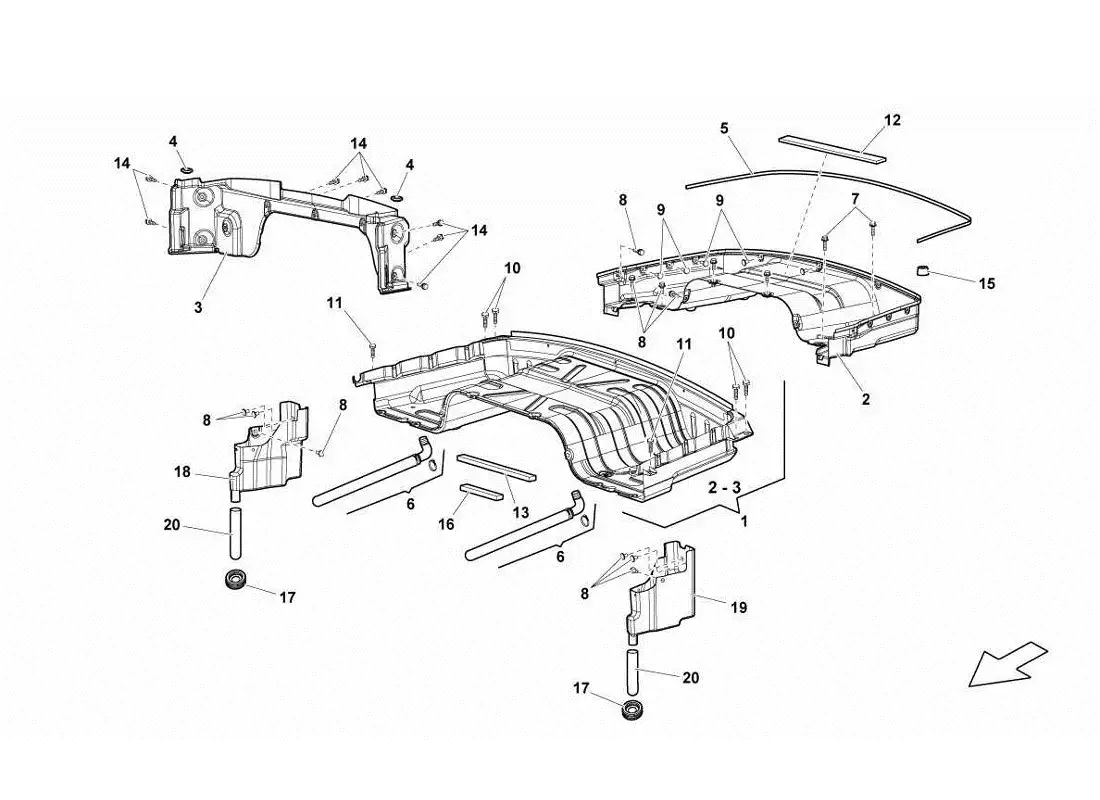 lamborghini gallardo lp570-4s perform folding top parts diagram