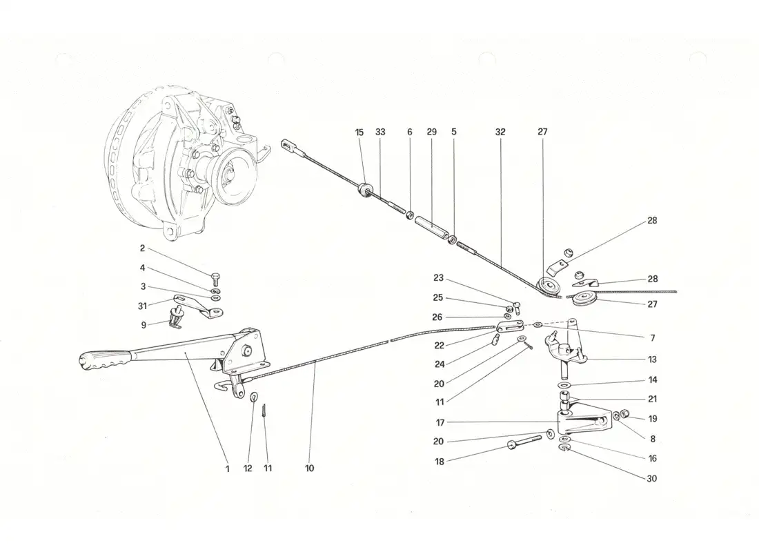 ferrari 208 gtb gts hand - brake control parts diagram