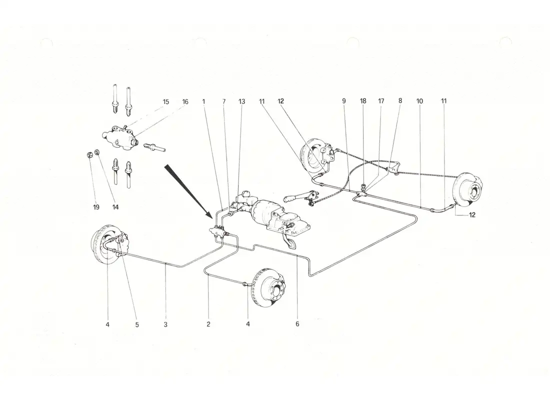 ferrari 208 gtb gts brake system parts diagram