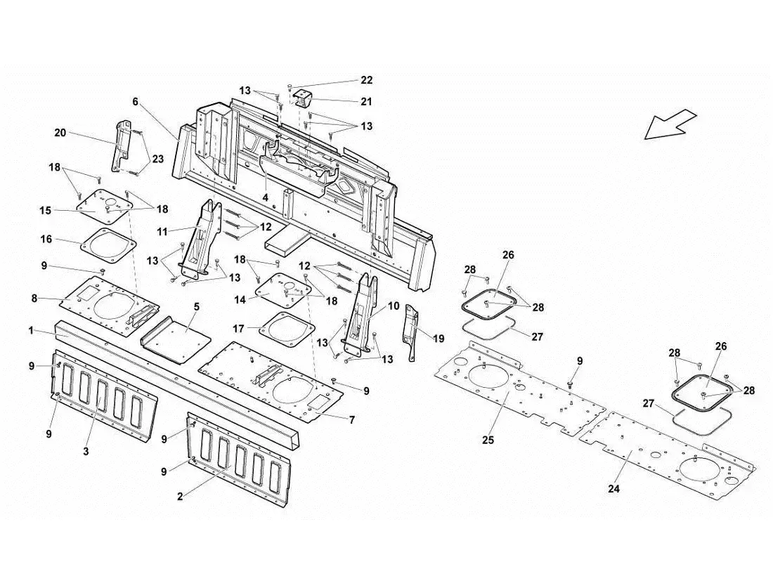 lamborghini gallardo lp560-4s update center frame elements parts diagram