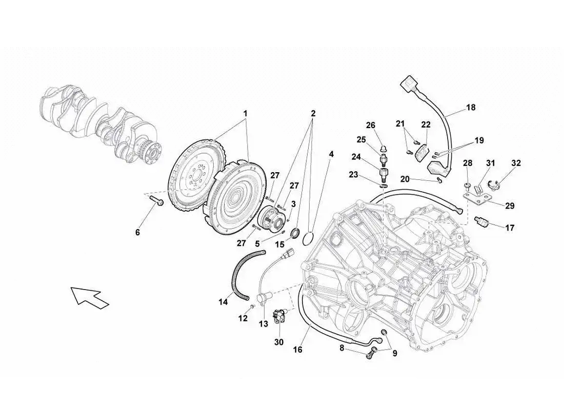lamborghini gallardo lp570-4s perform clutch (e-gear) parts diagram