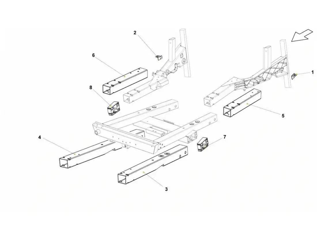 lamborghini gallardo lp570-4s perform front frame elements parts diagram