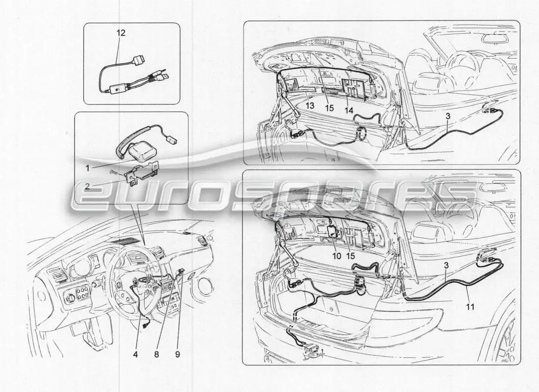 maserati grancabrio mc centenario reception and connection system parts diagram