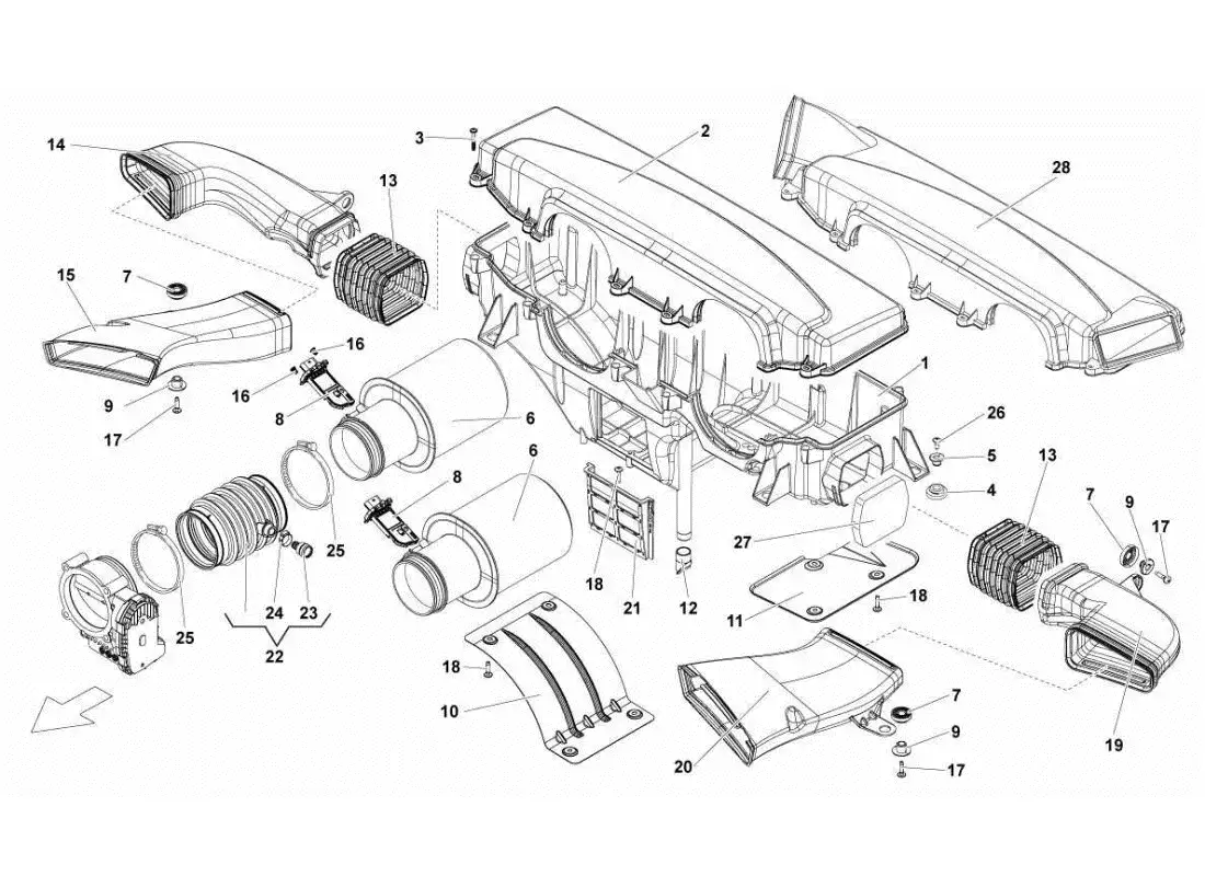 lamborghini gallardo sts ii sc air filter box parts diagram