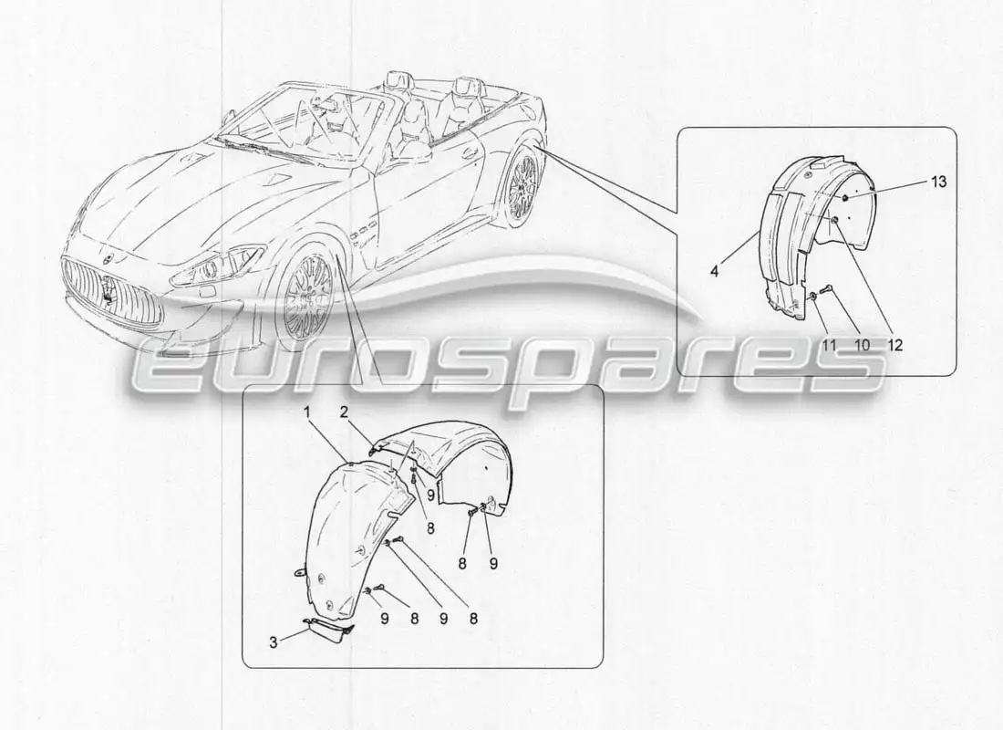 maserati grancabrio mc centenario wheelhouse and lids parts diagram