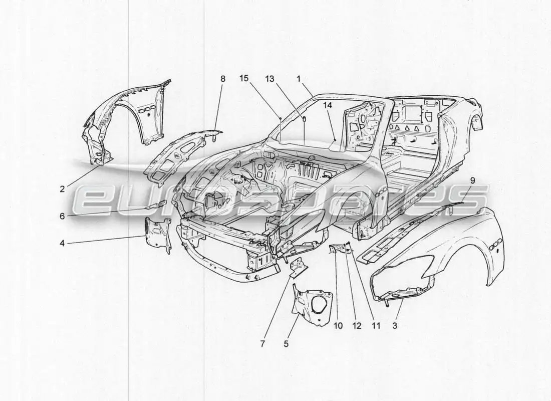 maserati grancabrio mc centenario bodywork and front outer trim panels parts diagram