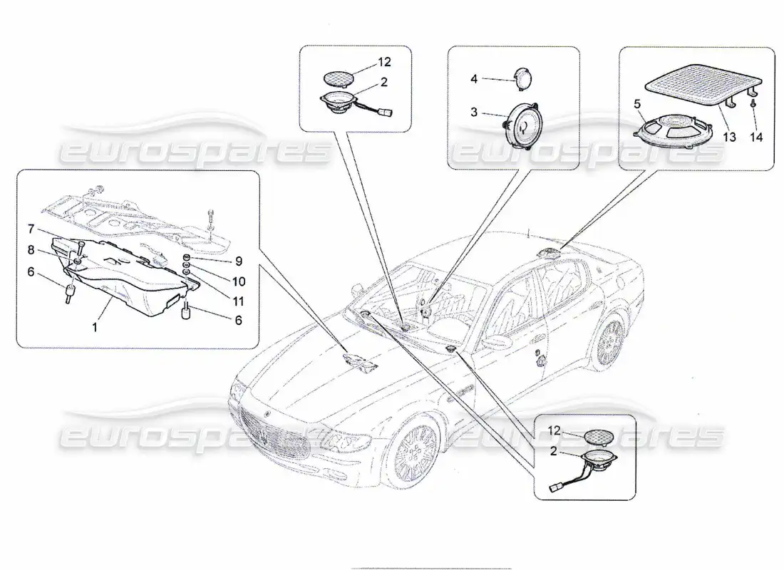 maserati qtp. (2010) 4.7 sound diffusion system parts diagram
