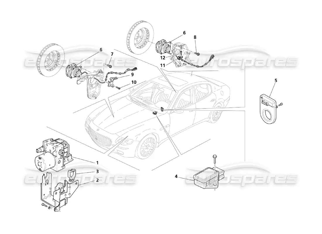 maserati qtp. (2003) 4.2 braking control systems parts diagram