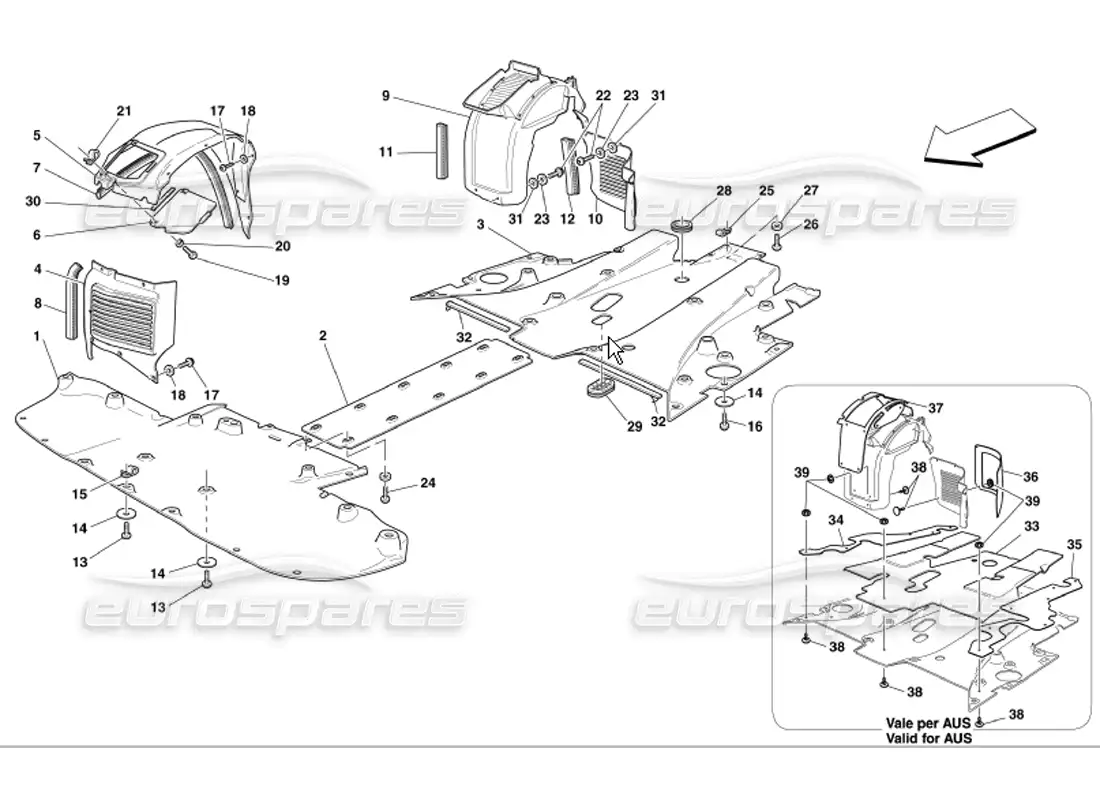 ferrari 360 modena flat floor pan and wheelhouse parts diagram