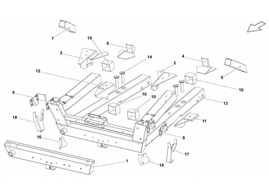 lamborghini gallardo sts ii sc front frame elements parts diagram