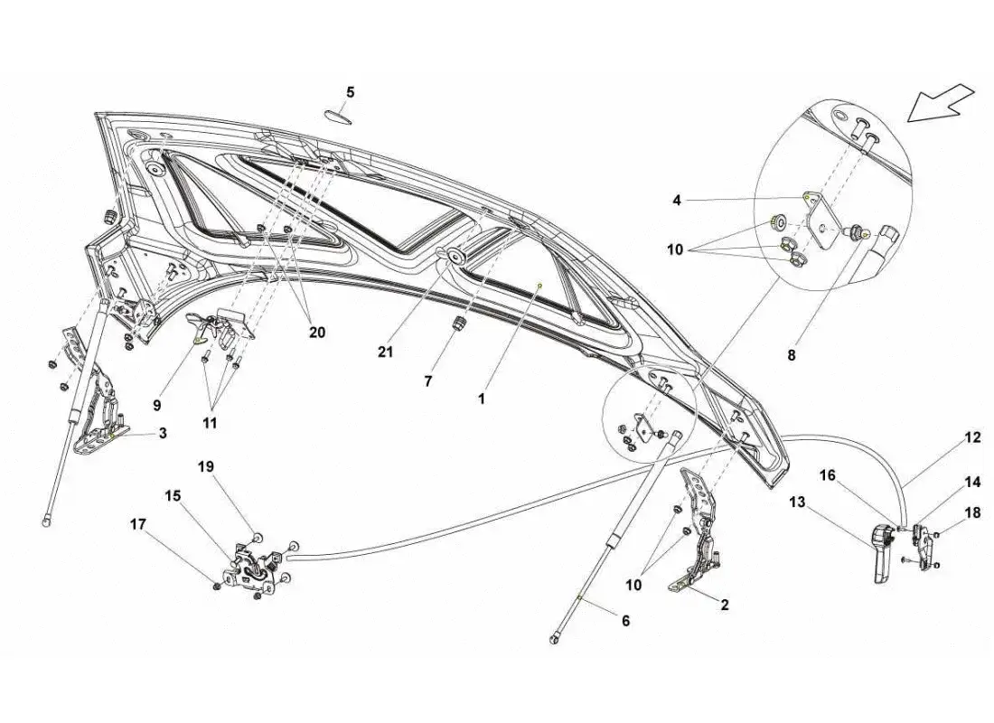 lamborghini gallardo sts ii sc front hood parts diagram