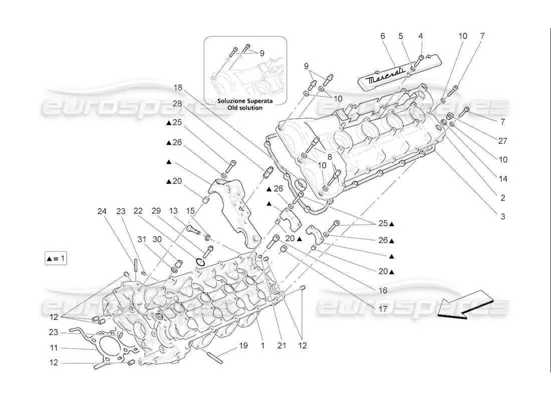 maserati qtp. (2006) 4.2 f1 lh cylinder head parts diagram