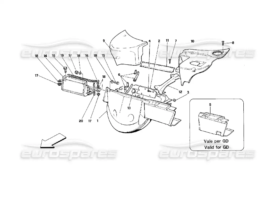 ferrari mondial 3.4 t coupe/cabrio front part - inner element parts diagram