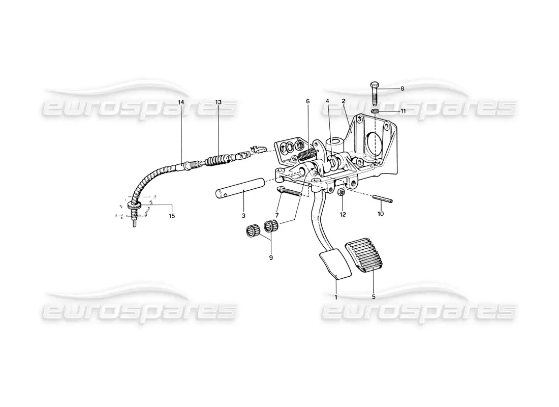 ferrari 246 dino (1975) pedal board - clutch control parts diagram
