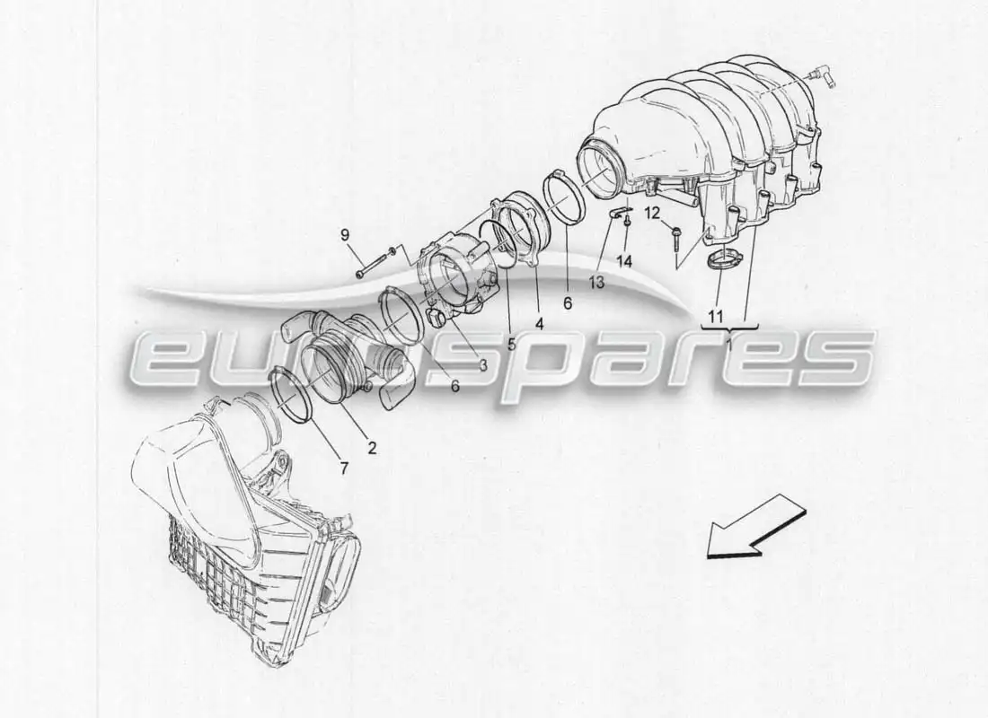 maserati grancabrio mc centenario intake manifold and throttle body parts diagram