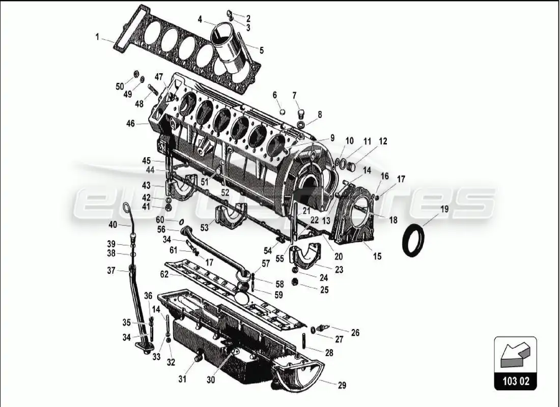 lamborghini 350 gt crankcase parts diagram