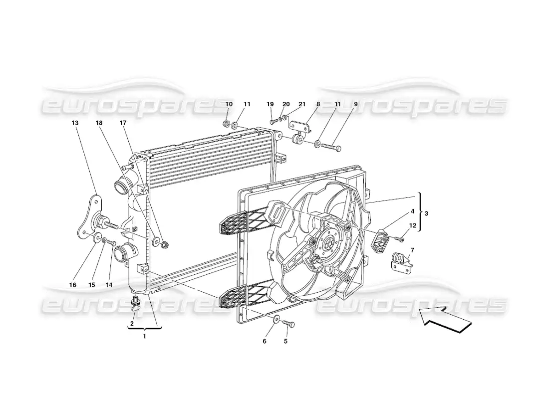 ferrari 430 challenge (2006) cooling system radiators parts diagram