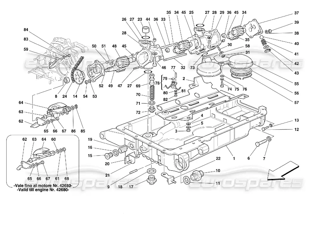 ferrari 355 (2.7 motronic) pumps and oil sump parts diagram