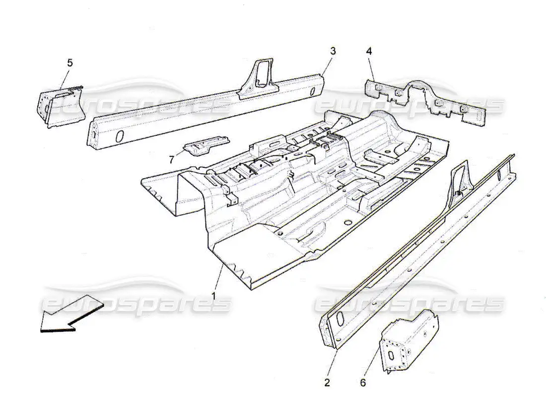 maserati qtp. (2010) 4.2 central structural frames and sheet panels parts diagram
