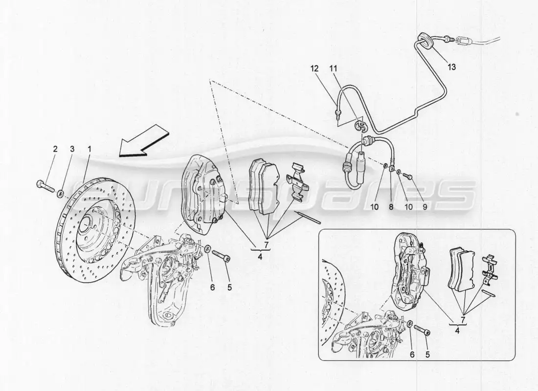 maserati granturismo special edition braking devices on front wheels parts diagram