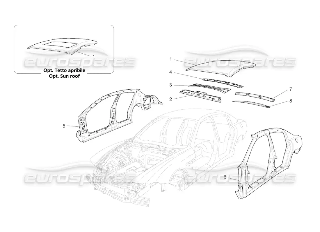 maserati qtp. (2008) 4.2 auto bodywork and central outer trim panels parts diagram