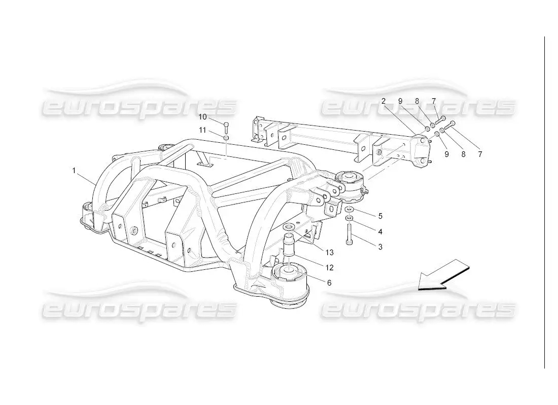 maserati qtp. (2007) 4.2 auto rear chassis parts diagram