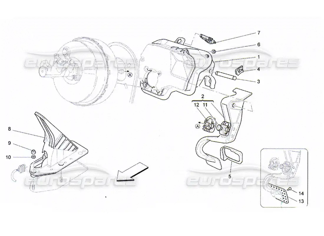 maserati qtp. (2010) 4.2 complete pedal board unit parts diagram