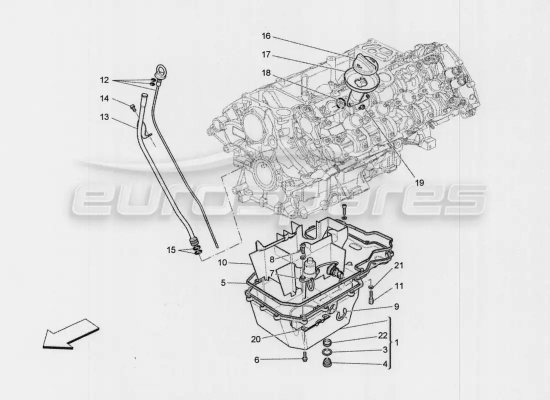 maserati qtp. v8 3.8 530bhp auto 2015 lubrication system: circuit and collection part diagram