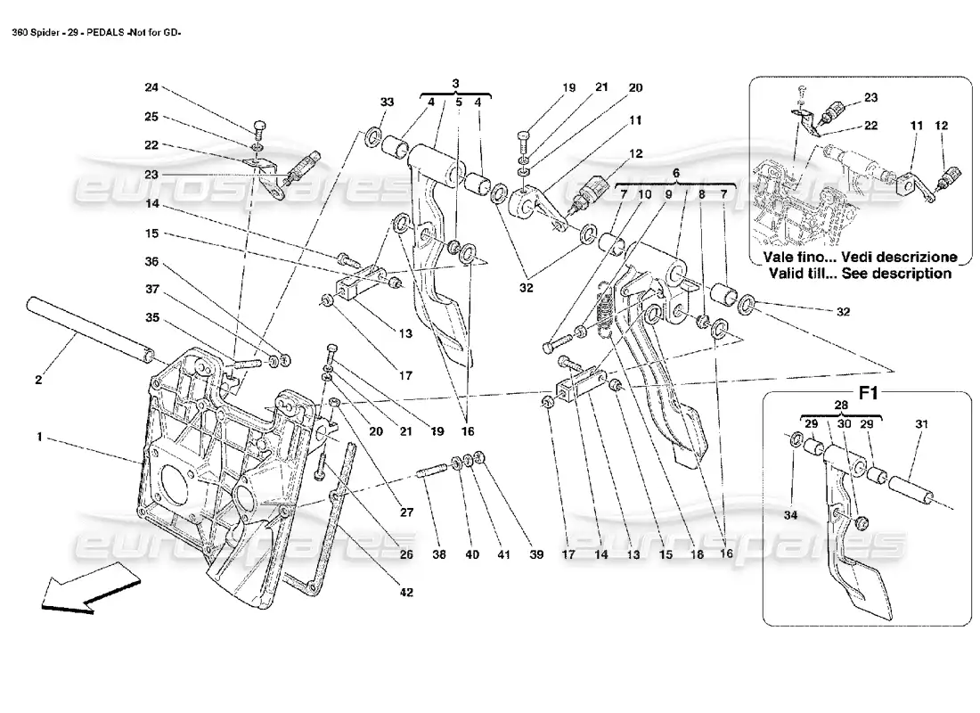 ferrari 360 spider pedals parts diagram