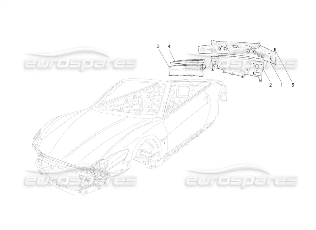 maserati grancabrio (2010) 4.7 bodywork and rear outer trim panels parts diagram