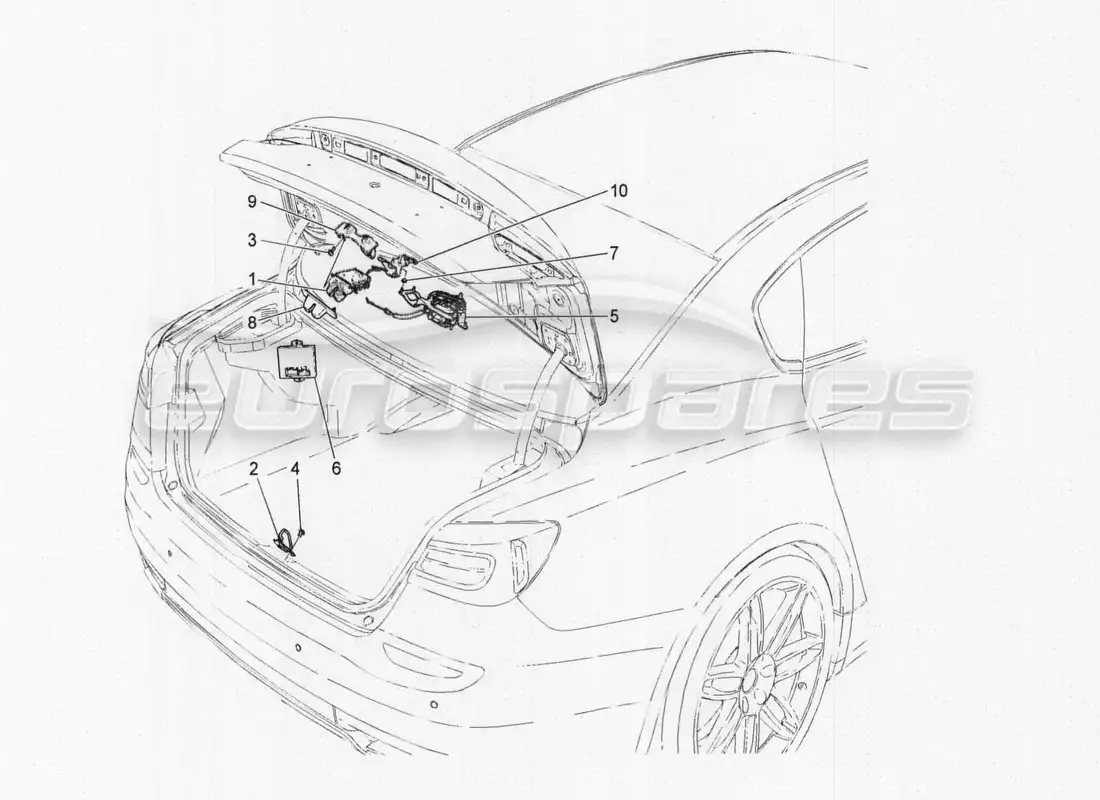 maserati qtp. v8 3.8 530bhp auto 2015 rear lid opening control part diagram