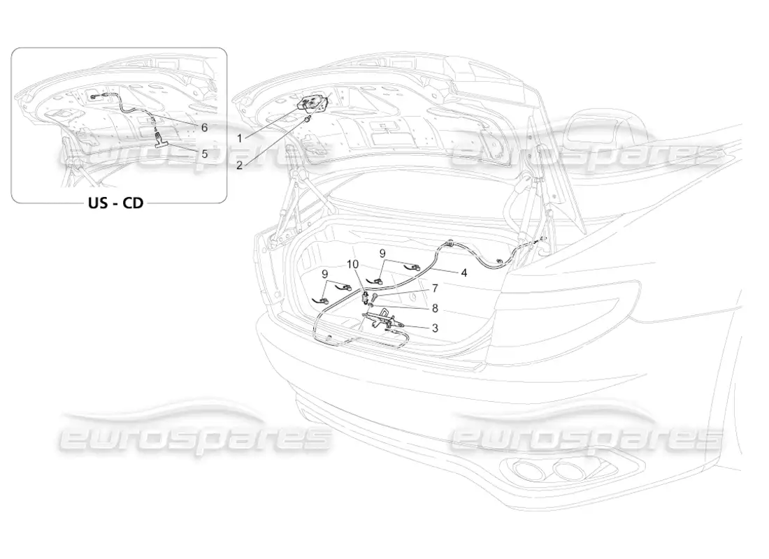 maserati grancabrio (2011) 4.7 rear lid opening control parts diagram