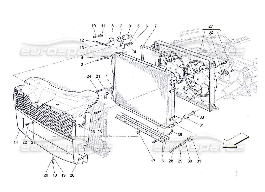 maserati qtp. (2010) 4.2 cooling: air radiators and ducts parts diagram