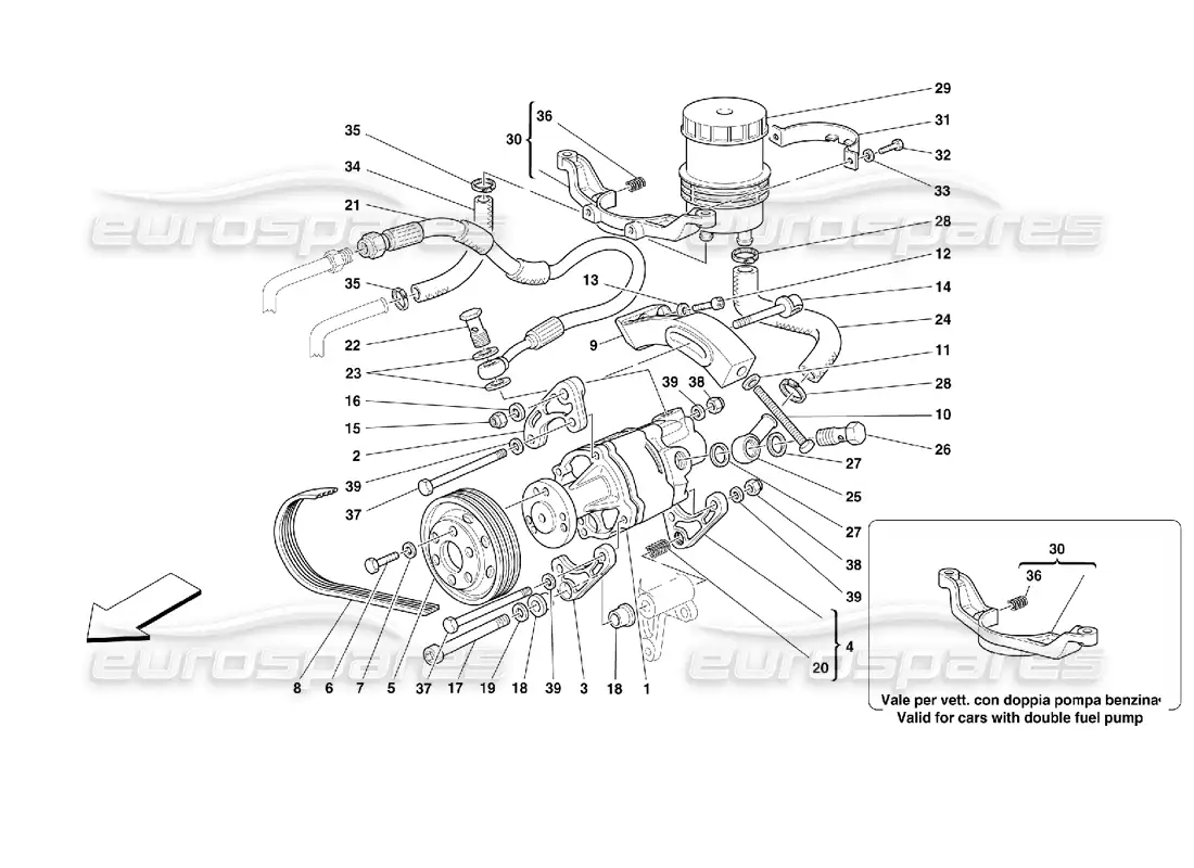ferrari 355 (2.7 motronic) hydraulic steering pump parts diagram