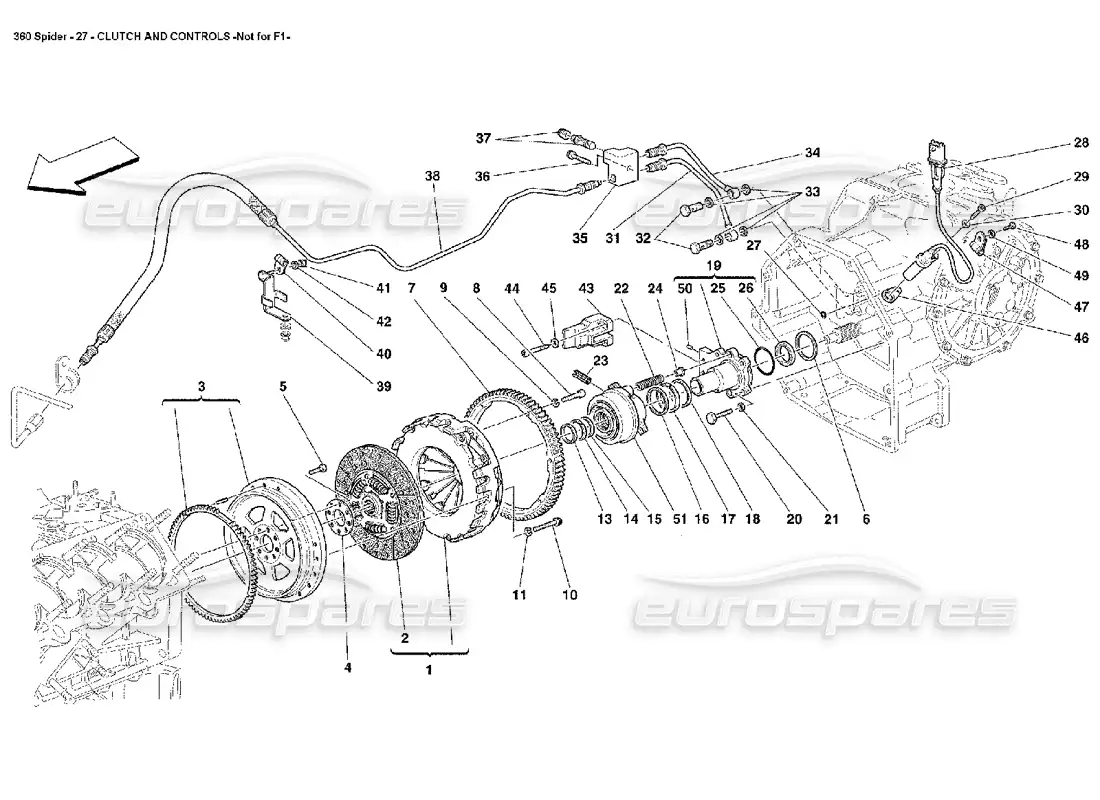 ferrari 360 spider clutch and controls parts diagram