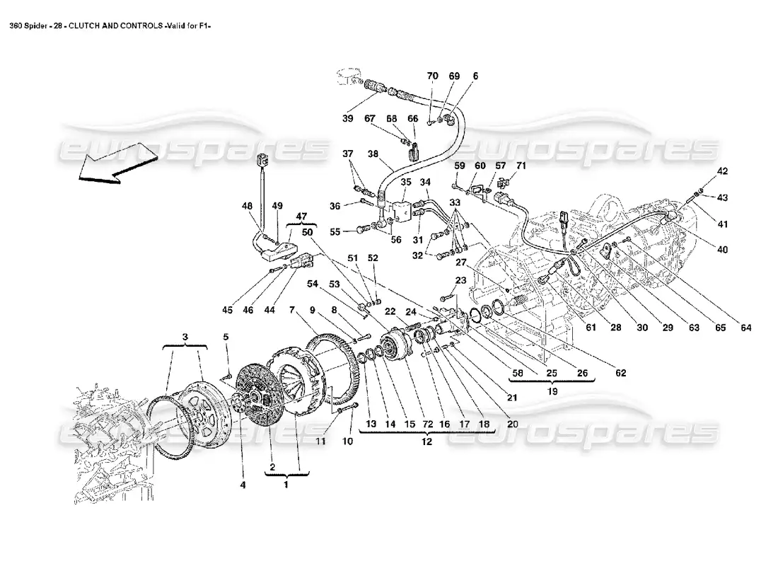 ferrari 360 spider clutch and controls parts diagram