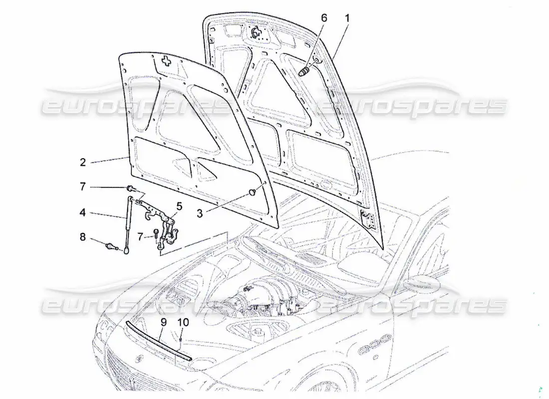 maserati qtp. (2010) 4.7 front lid parts diagram