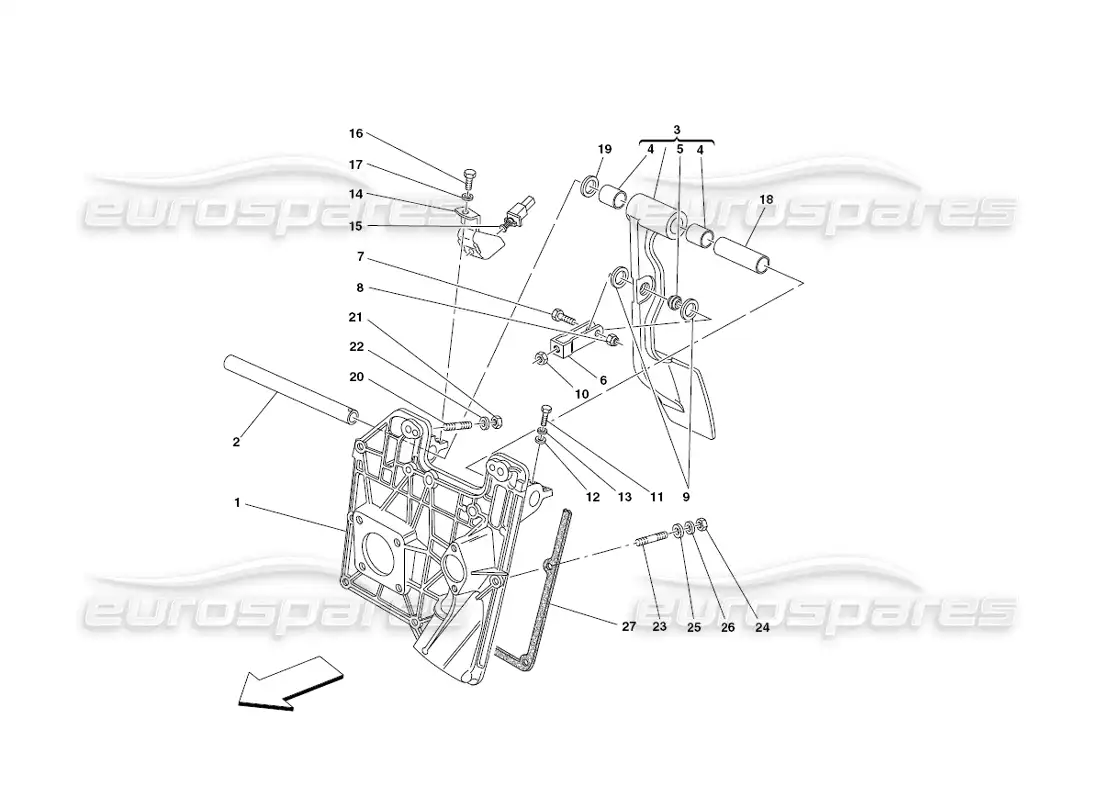 ferrari 430 challenge (2006) pedals parts diagram