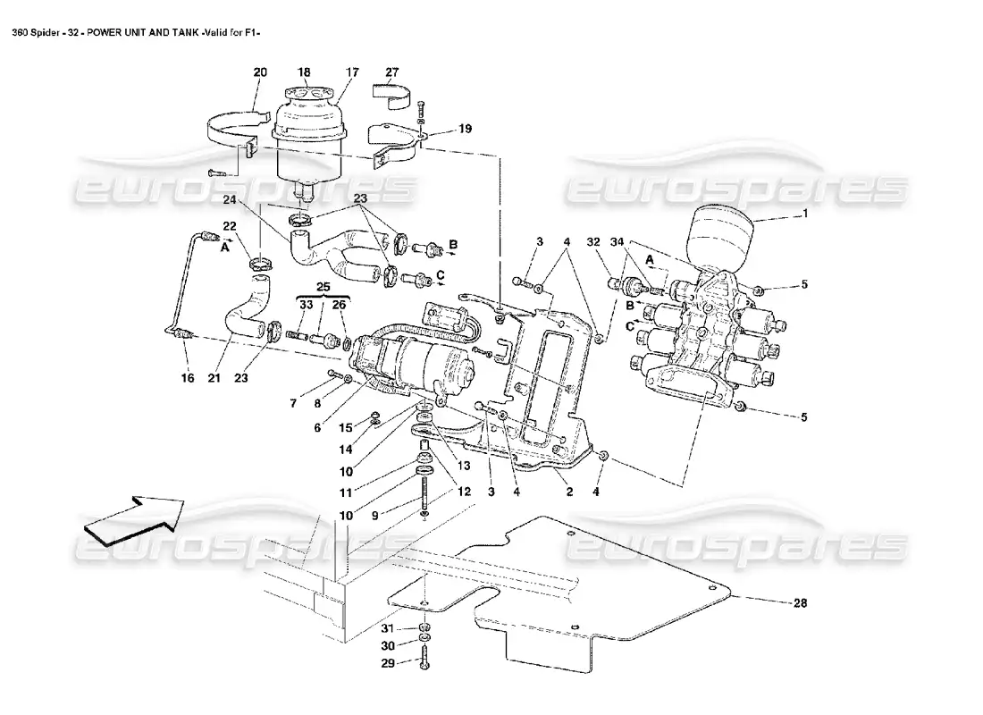 ferrari 360 spider power unit and tank parts diagram
