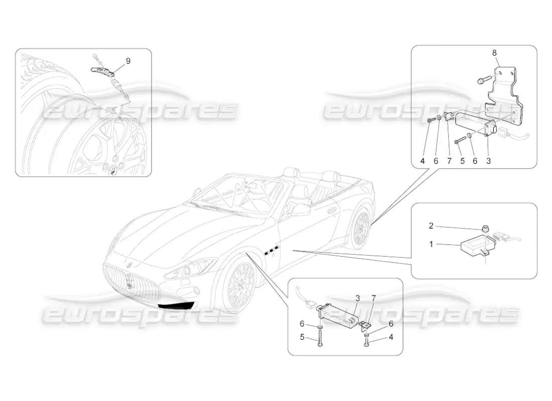 maserati grancabrio (2010) 4.7 tyre pressure monitoring system parts diagram