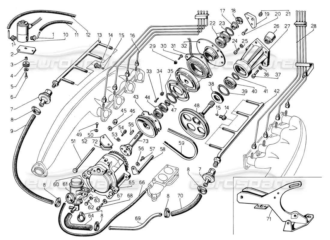 lamborghini jalpa 3.5 (1984) air pollution system (valid for usa - may 1985) parts diagram