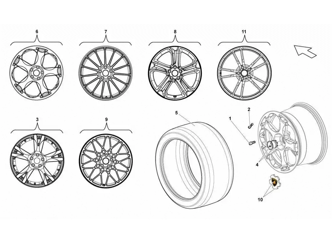 lamborghini gallardo sts ii sc rear tyre parts diagram