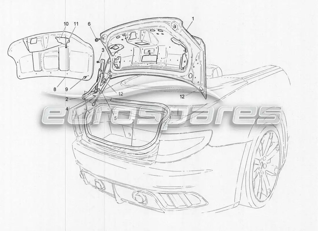 maserati grancabrio mc centenario rear lid parts diagram
