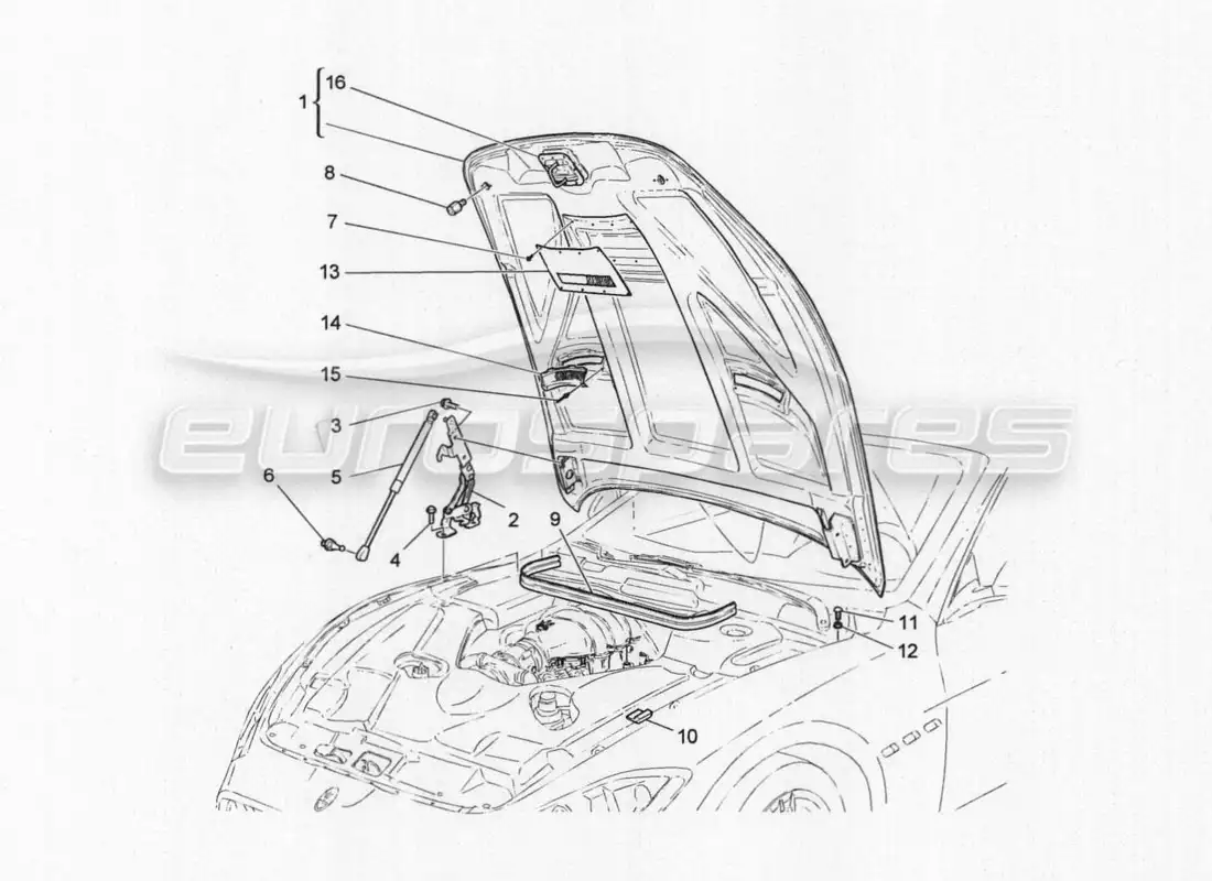 maserati granturismo special edition front lid parts diagram