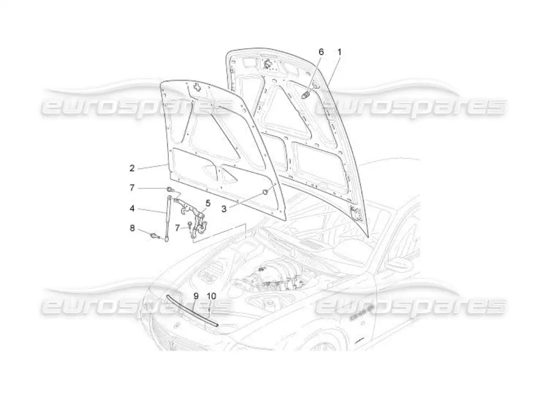 maserati qtp. (2005) 4.2 front lid parts diagram