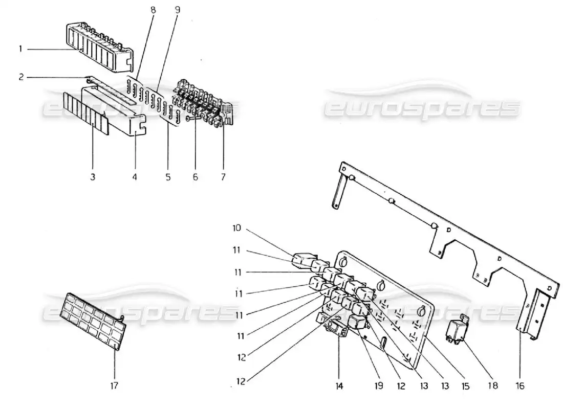 ferrari 308 gtb (1976) fuses and relays parts diagram