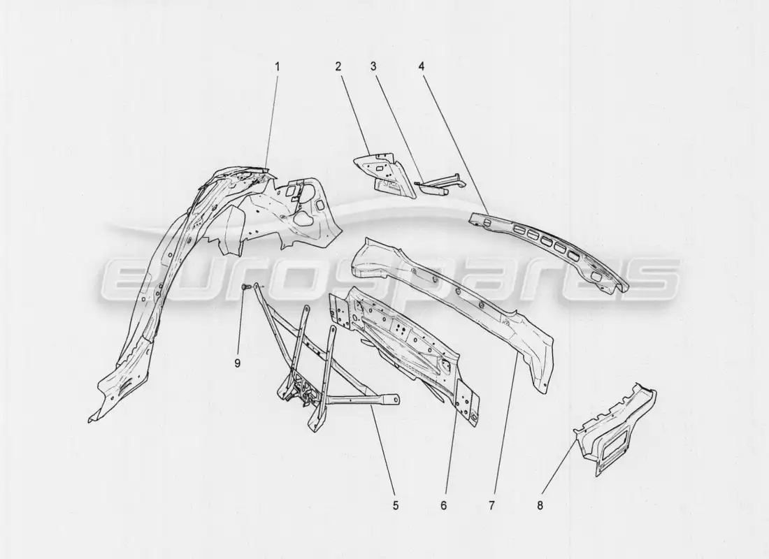 maserati qtp. v8 3.8 530bhp auto 2015 bodywork and rear outer trim panels part diagram